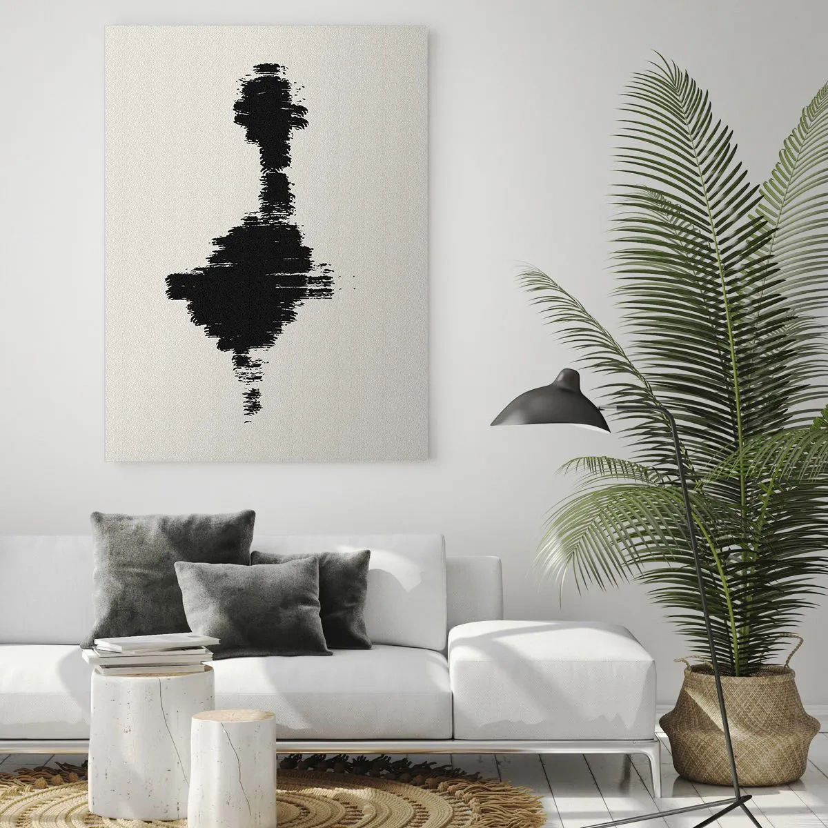 Impression sur verre - Image sur verre - Un motif abstrait ressemblant à une onde sonore dans un style minimaliste. - 80x120cm - Vibrations de l'imagination - Décoration murale moderne pour le salon et la chambre ARTTOR