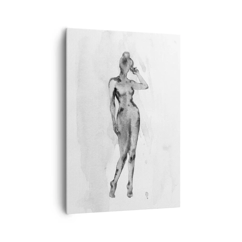 Impression sur toile - Image sur toile - Croquis d'une silhouette de femme en nuances de gris - 70x100cm - Etude de l'idéal de la féminité - Décoration murale moderne pour le salon et la chambre ARTTOR