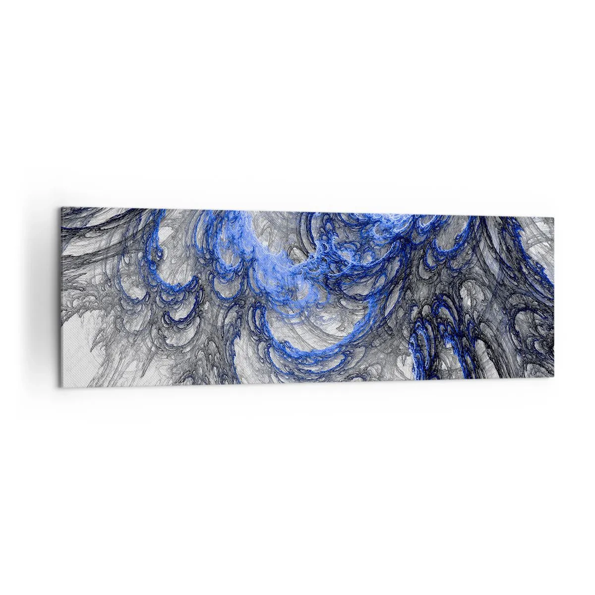 Impression sur toile - Image sur toile - Vagues abstraites dans des tons de bleu et de gris - 160x50cm - La naissance d'une vague - Décoration murale moderne pour le salon et la chambre ARTTOR