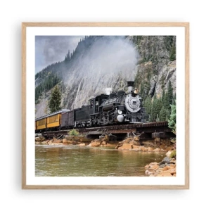 Affiche dans un chêne clair - Poster - Et lui jusqu'où? Jusqu'où? - 60x60 cm