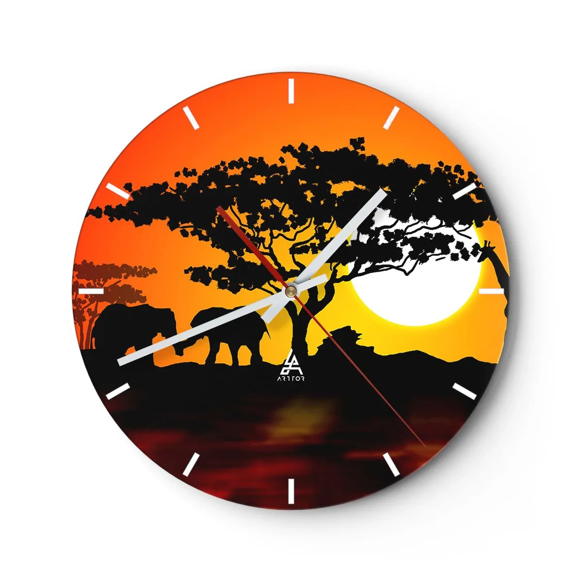 Horloge murale - Pendule murale - Rencontre dans la savane - 40x40 cm