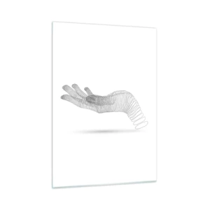 Impression sur verre - Image sur verre - Graphique minimaliste d'une main faite de points - 50x70cm - La main ressort - Décoration murale moderne pour le salon et la chambre ARTTOR