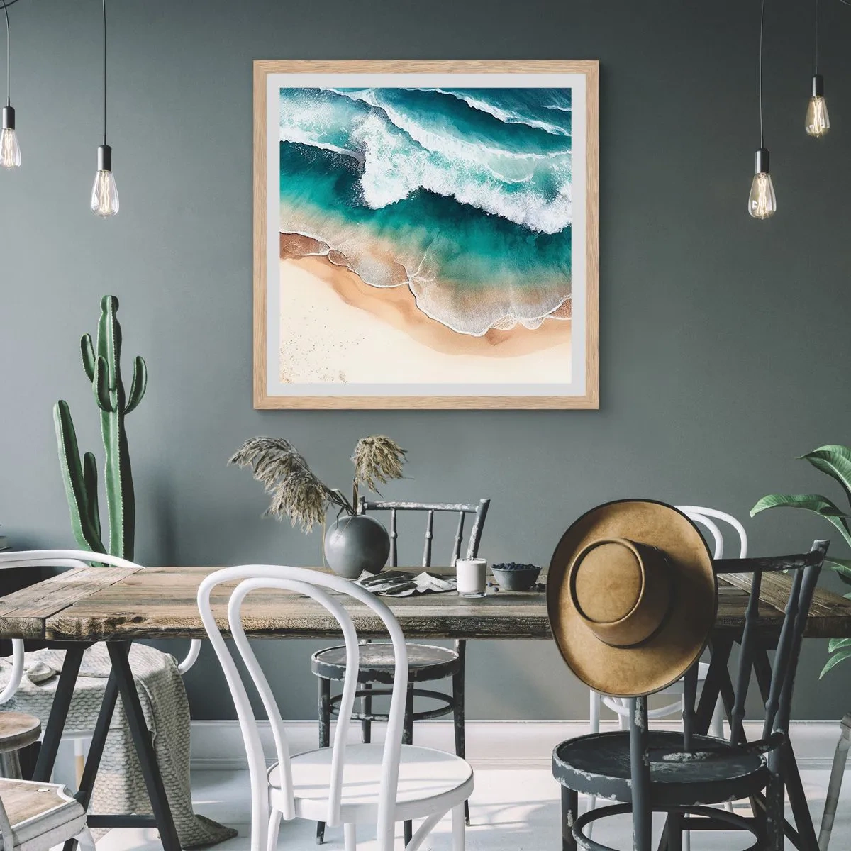 Affiche dans un chêne clair - Poster - La rencontre éternelle - 40x40 cm