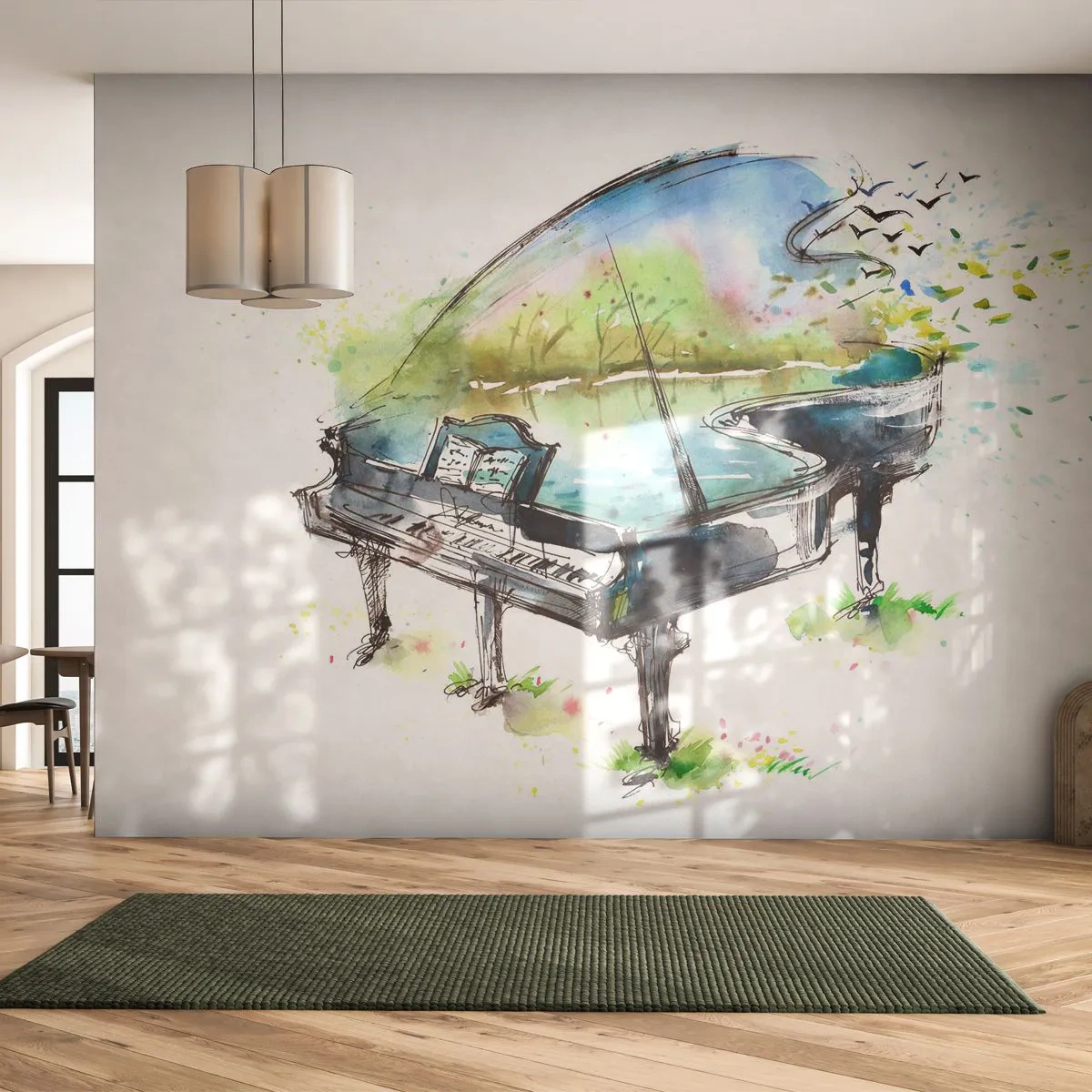 Papier Peint Photo Premium Canvas - Enchanté en musique - Piano, Abstraction, Musique - 500x350 cm