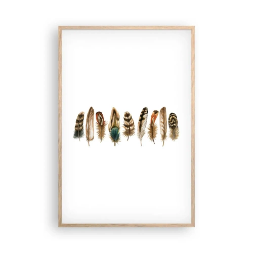 Affiche dans un chêne clair - Poster - Variation à plumes - 61x91 cm