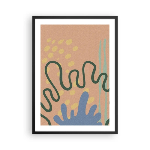 Affiche dans un cadre noir - Poster - Composition abstraite aux couleurs chaudes - 50x70cm - Abstraction : diversité de la nature - Décoration murale moderne pour le salon et la chambre ARTTOR