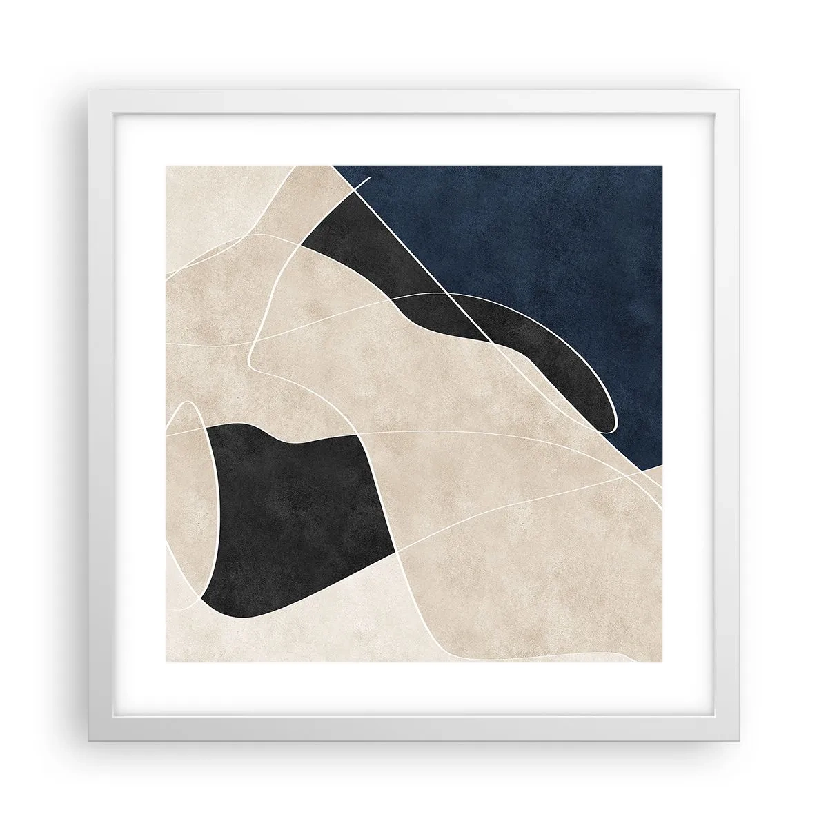 Affiche dans un cadre blanc - Poster - Composition abstraite - contraste de couleurs - 40x40 cm
