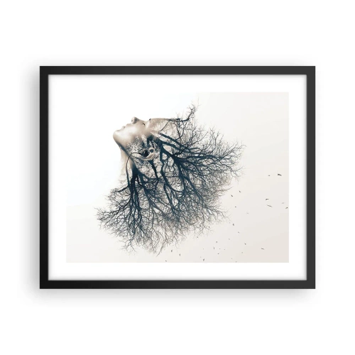 Affiche dans un cadre noir - Poster - Écouter le murmure des arbres - 50x40 cm