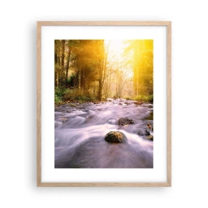 Affiche dans un chêne clair - Poster - Malachite dans un cadre argent et or - 40x50 cm