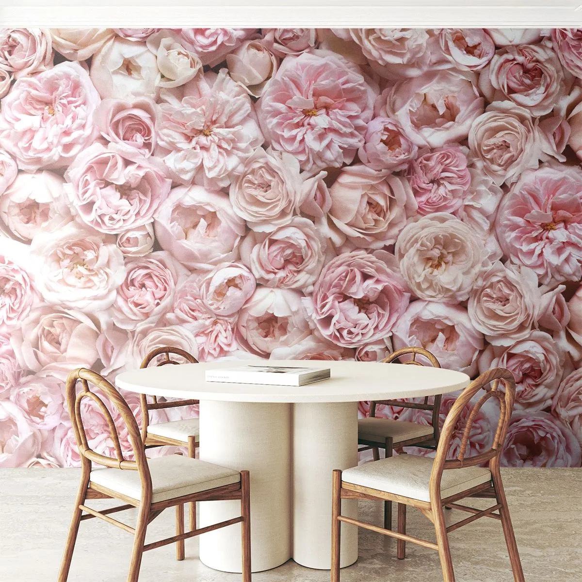 Papier Peint Autocollant Deluxe Sticker - Un lit de roses - Fleurs, Pastel, Des roses - 200x140 cm