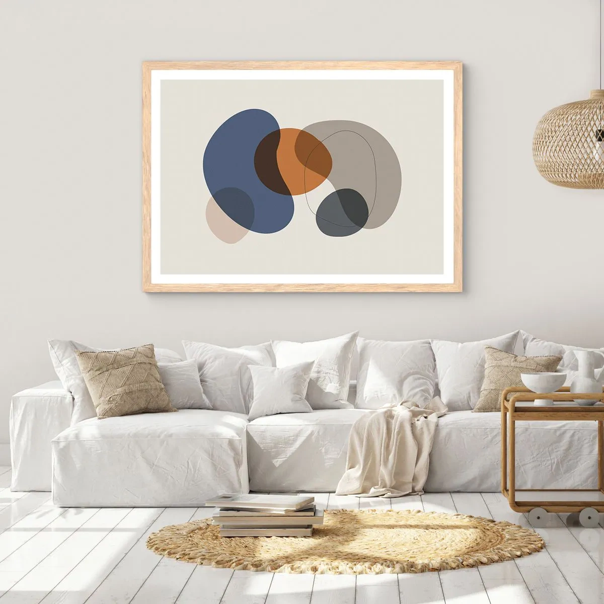 Affiche dans un chêne clair - Poster - Gouttes de couleur - 100x70 cm