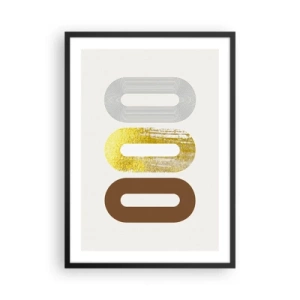 Affiche dans un cadre noir - Poster - Formes géométriques dans les tons d'or, de marron et de gris - 50x70cm - Ooo! - Décoration murale moderne pour le salon et la chambre ARTTOR