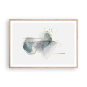 Affiche dans un chêne clair - Poster - À propos de la relation entre le gris et l'or - 100x70 cm