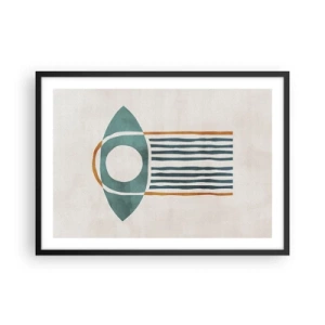 Affiche dans un cadre noir - Poster - Motif géométrique dans les tons de vert et d'orange - 70x50cm - Signes et rituels - Décoration murale moderne pour le salon et la chambre ARTTOR
