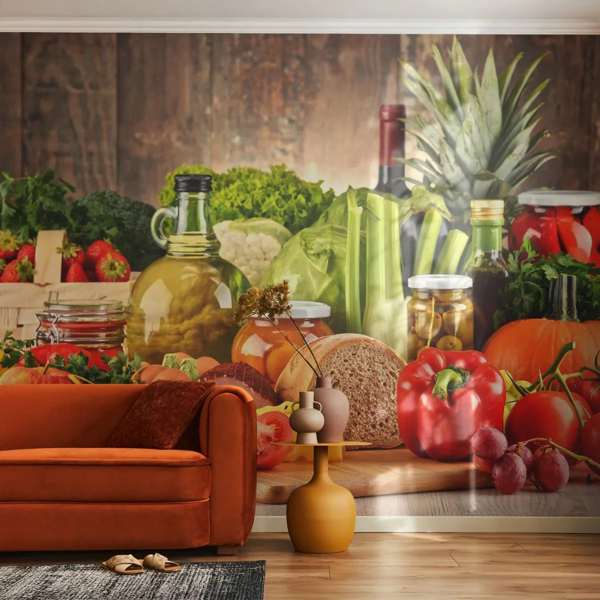 Papier Peint Autocollant Deluxe Sticker - Fumé, cuit au four et mariné - La gastronomie, Légumes, Fruit - 250x175 cm