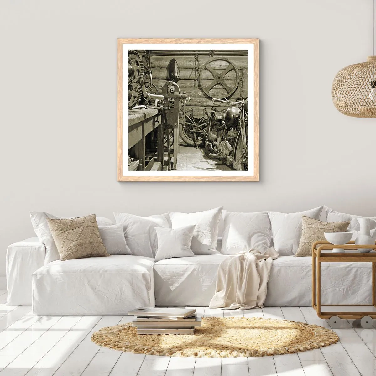 Affiche dans un chêne clair - Poster - Dans le hangar de l'oncle Władek - 60x60 cm