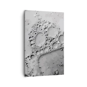 Impression sur toile - Image sur toile - Motif à bulles noir et blanc dans un style minimaliste - 80x120cm - Sentier de mousse - Décoration murale moderne pour le salon et la chambre ARTTOR