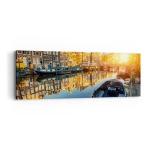 Impression sur toile - Image sur toile - Début de journée à Amsterdam - 90x30 cm