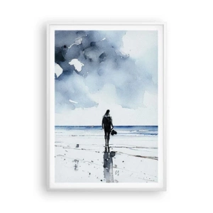 Affiche dans un cadre blanc - Poster - Conversation avec la mer - 70x100 cm