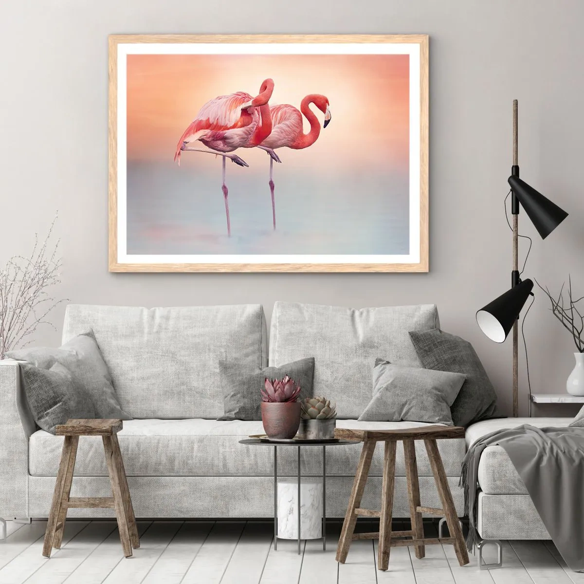 Affiche dans un chêne clair - Poster - Dans les couleurs du soleil couchant - 70x50 cm