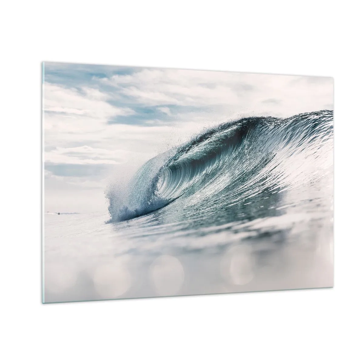 Impression sur verre - Image sur verre - Une puissante vague océanique sous les rayons du soleil - 100x70cm - Pic d'eau - Décoration murale moderne pour le salon et la chambre ARTTOR