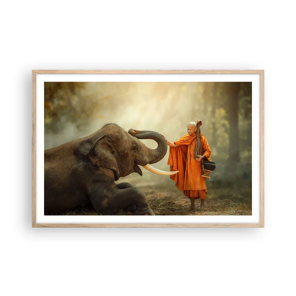 Affiche dans un chêne clair - Poster - Rencontre en voyageant - 91x61 cm