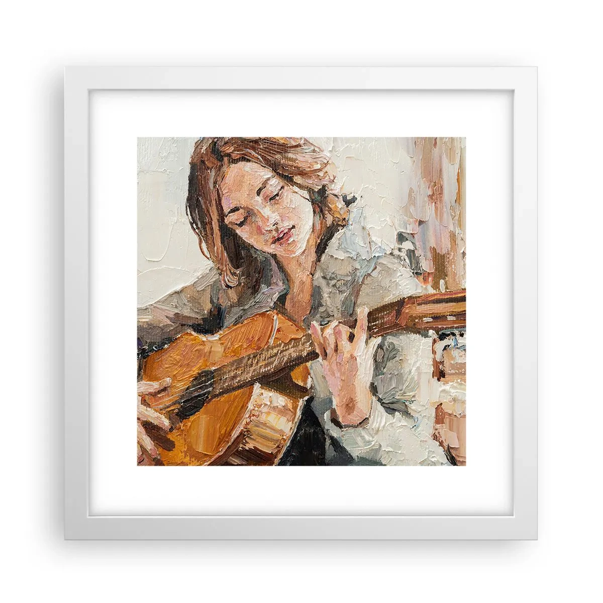 Affiche dans un cadre blanc - Poster - Concerto pour guitare et coeur de fille - 30x30 cm