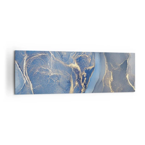 Impression sur toile - Image sur toile - Motifs bleus abstraits avec des accents dorés - 160x50cm - Poussière d'or - Décoration murale moderne pour le salon et la chambre ARTTOR