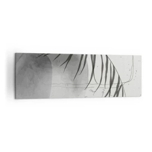 Impression sur toile - Image sur toile - Un délicat motif de feuille de palmier sur un fond clair dans un style scandinave. - 160x50cm - L'exotisme subtil de la nature - Décoration murale moderne pour le salon et la chambre ARTTOR