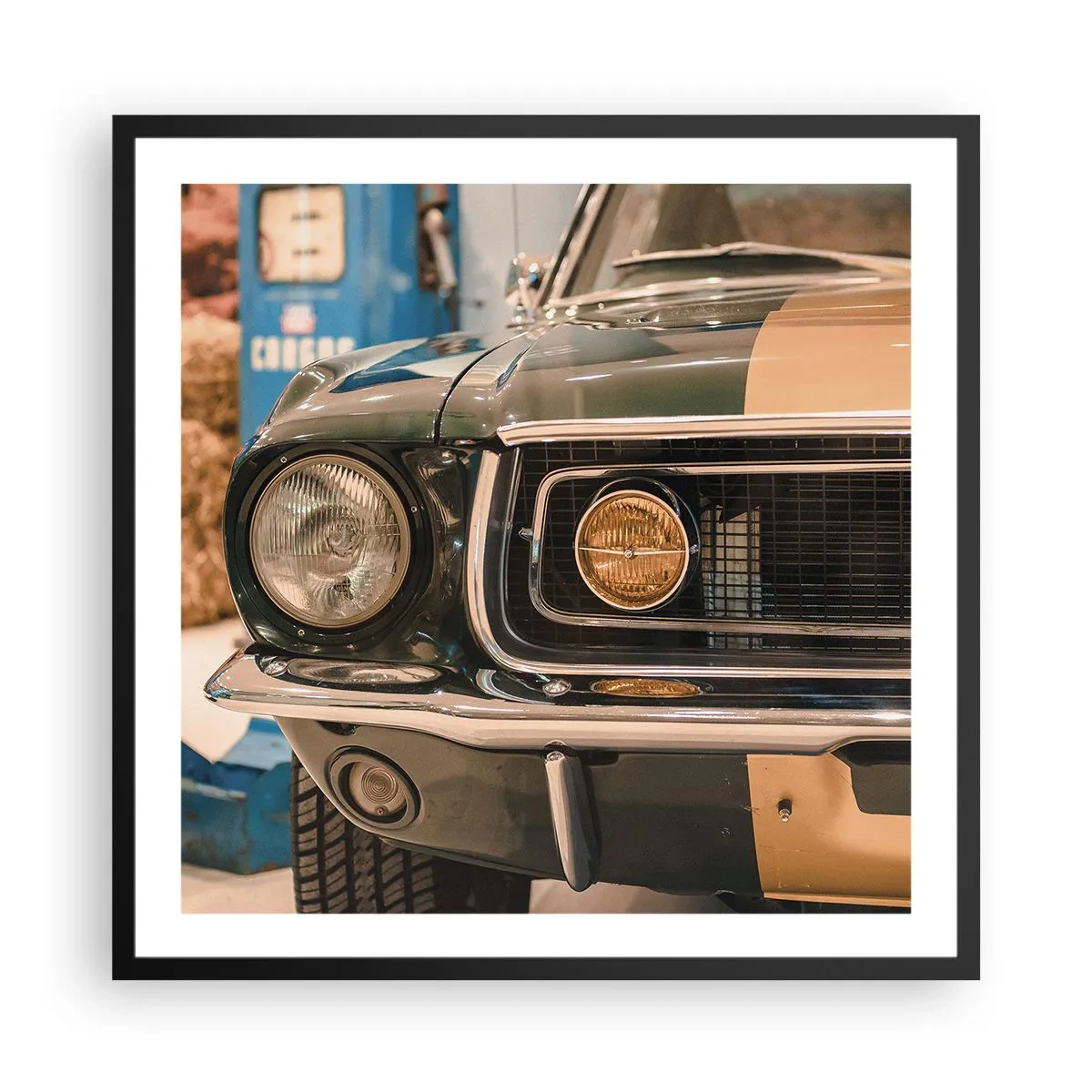 Affiche dans un cadre noir - Poster - Rencontre avec une légende - 60x60 cm