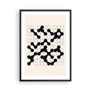 Affiche dans un cadre noir - Poster - Composition géométrique de cercles noirs et blancs - 50x70cm - Jeu chinois – variation - Décoration murale moderne pour le salon et la chambre ARTTOR
