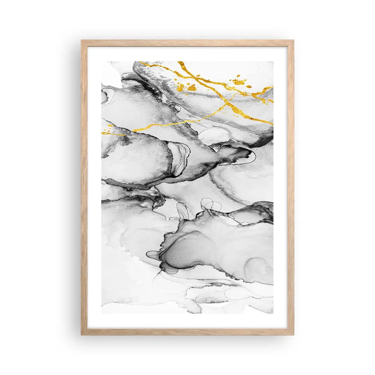 Affiche dans un chêne clair - Poster - Composition à motif or - 50x70 cm