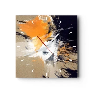 Horloge murale - Pendule murale - Portrait abstrait d'une femme aux couleurs intenses - 30x30cm - Et la lumière fut - Décoration murale moderne pour le salon et la chambre ARTTOR