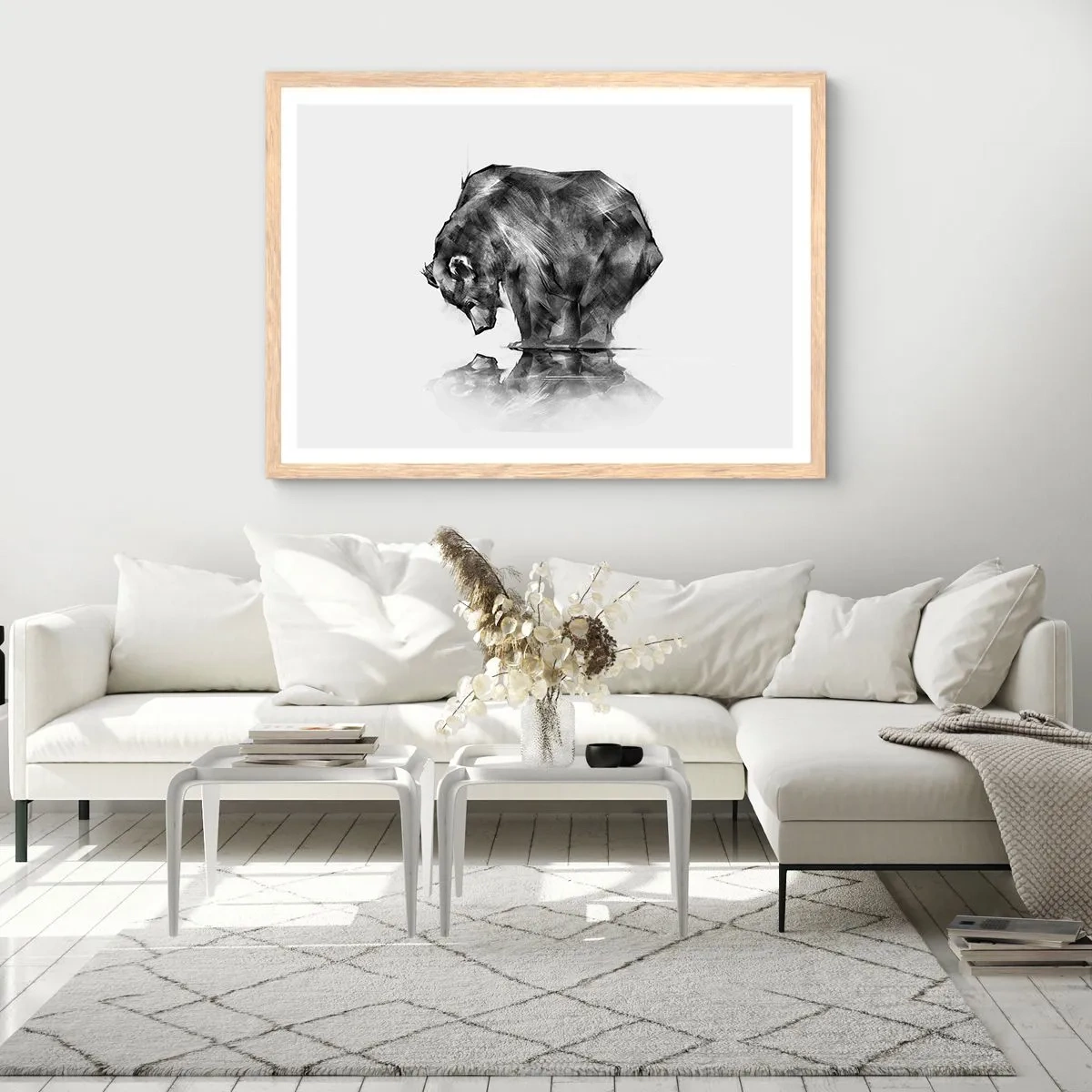 Affiche dans un chêne clair - Poster - Ravi de rencontrer quelqu'un de proche - 50x40 cm