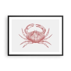 Affiche dans un cadre noir - Poster - Dessin d'un crabe dans une teinte rouge - 70x50cm - Le crabe des crabes - Décoration murale moderne pour le salon et la chambre ARTTOR