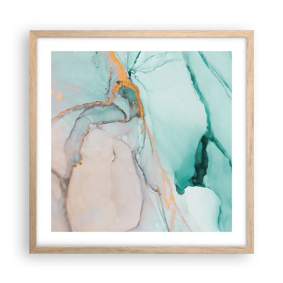 Affiche dans un chêne clair - Poster - Danse des formes et des couleurs - 50x50 cm