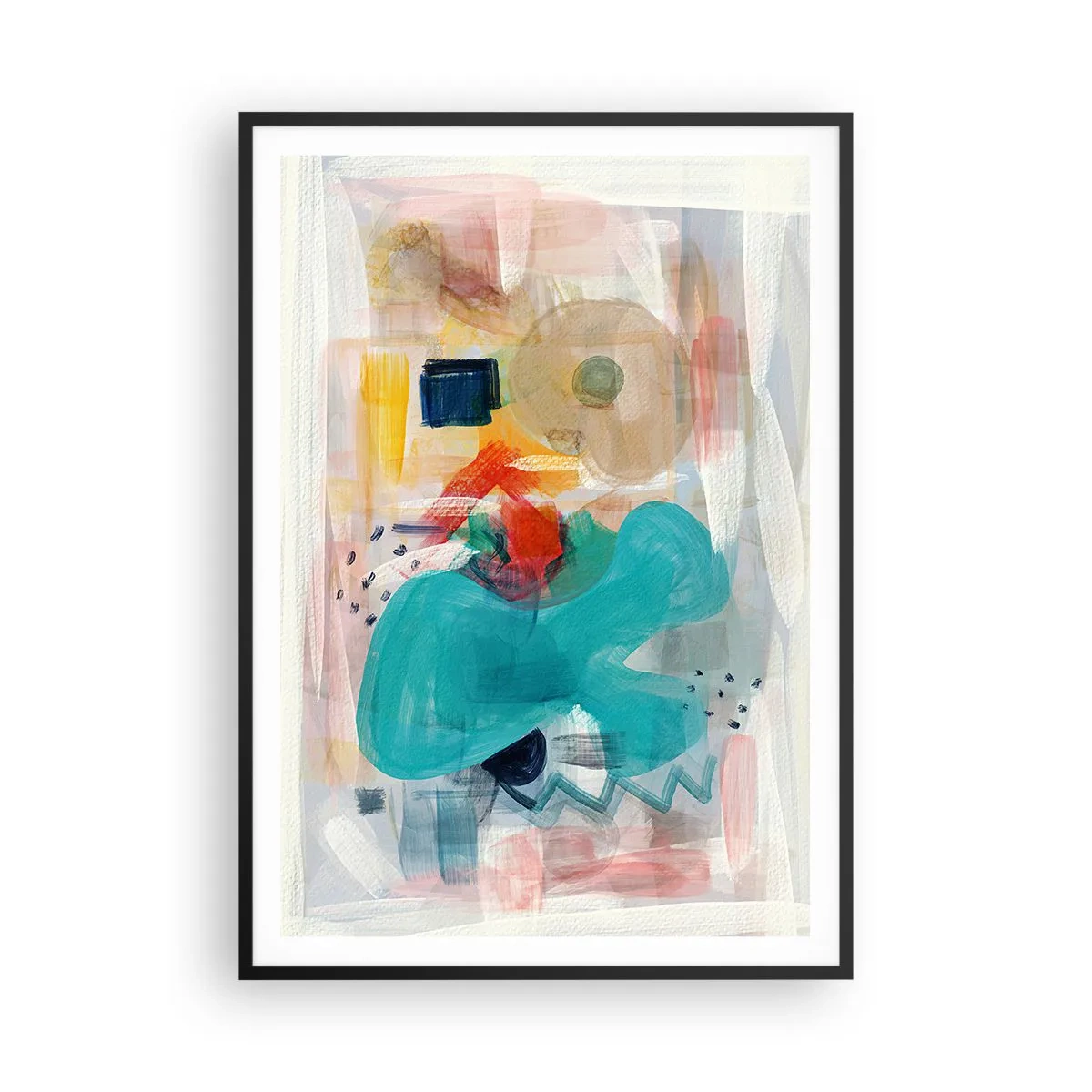 Affiche dans un cadre noir - Poster - Jeu de couleurs - 70x100 cm