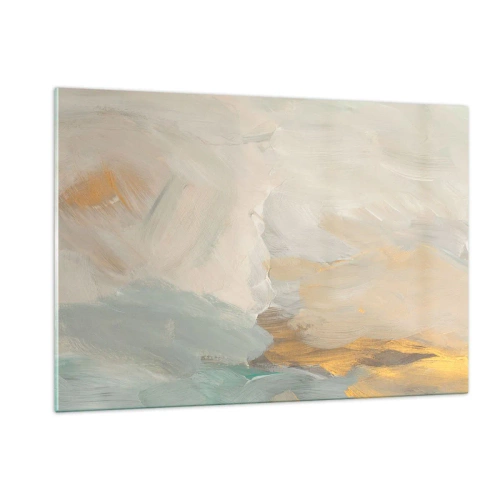 Impression sur verre - Image sur verre - Abstraction lumineuse avec des coups de pinceau délicats - 120x80cm - Abstraction – le pays de la douceur - Décoration murale moderne pour le salon et la chambre ARTTOR