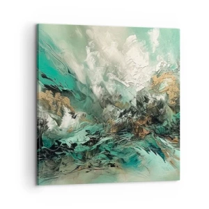 Impression sur toile - Image sur toile - Ressac émeraude et noir - 60x60 cm