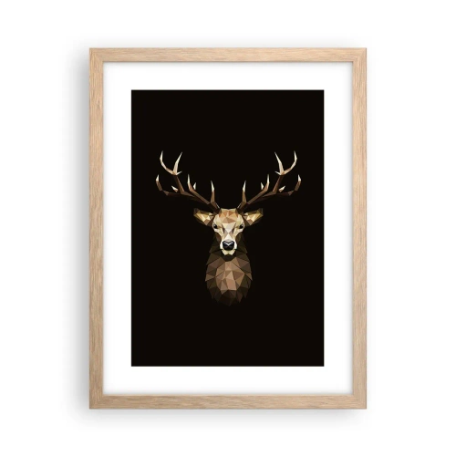 Affiche dans un chêne clair - Poster - Cerf cubique - 30x40 cm