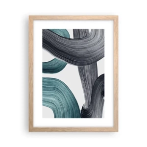 Affiche dans un chêne clair - Poster - Sentiers émeraude et noirs - 30x40 cm