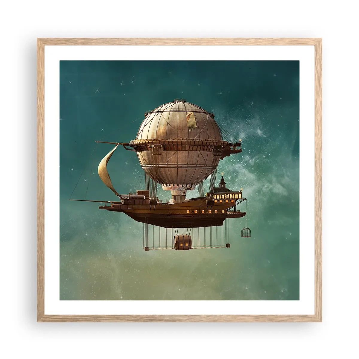 Affiche dans un chêne clair - Poster - Jules Verne vous salue - 60x60 cm
