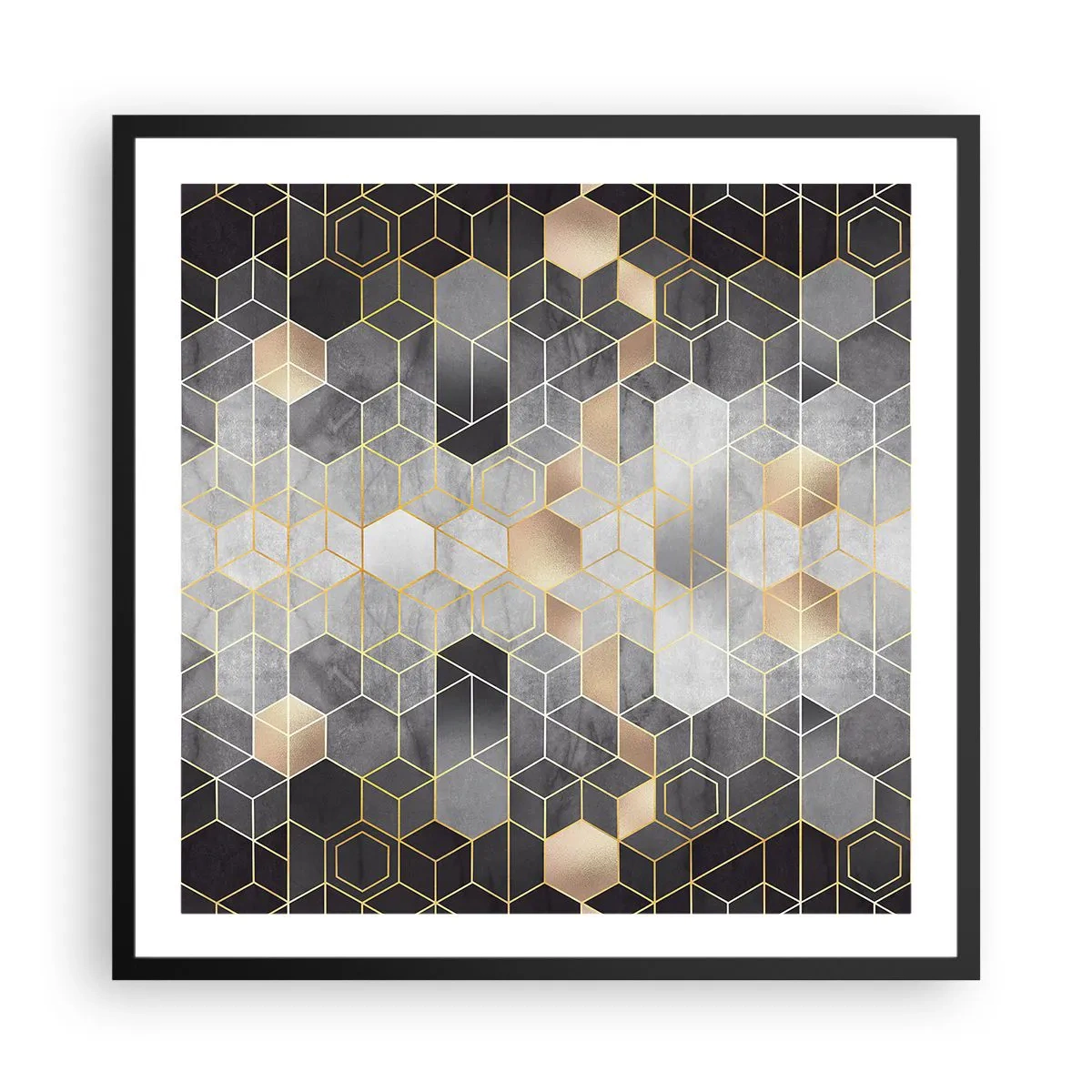 Affiche dans un cadre noir - Poster - Composition de diamants - 60x60 cm