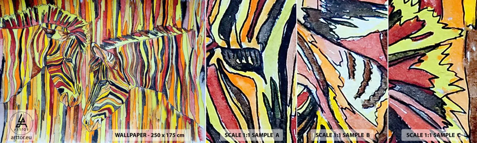 Échantillon de Papier Peint Autocollant Deluxe Sticker - Et donc toi aussi... - Abstraction, Côtes, Morceau - 100x30 cm