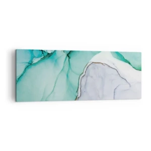 Impression sur toile - Image sur toile - Motif abstrait dans les tons turquoise et blanc - 140x50cm - Étude de turquoise - Décoration murale moderne pour le salon et la chambre ARTTOR
