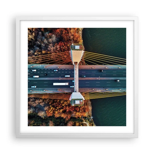 Affiche dans un cadre blanc - Poster - Au dessus de l'eau et de la forêt - 50x50 cm