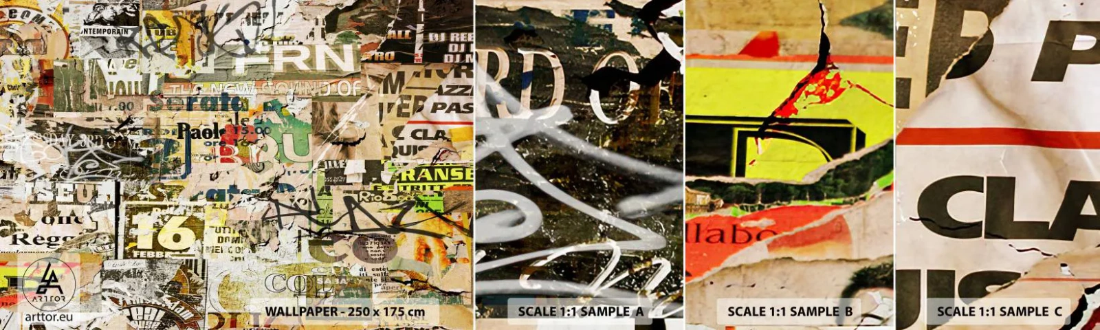 Échantillon de Papier Peint Autocollant Deluxe Sticker - Oh, il se passe quelque chose... - Graffiti, Mural, Morceau - 100x30 cm