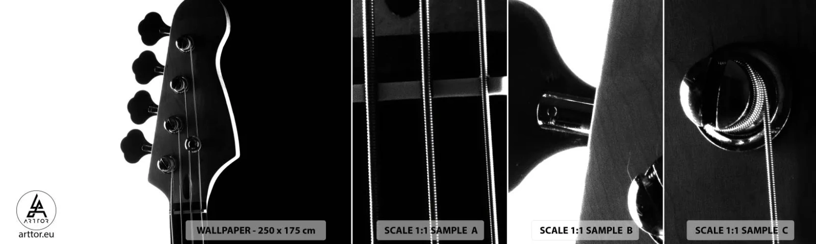 Échantillon De Papier Peint Standard Eco - Silence de roche - Guitare, Musique, Moderne - 100x30 cm