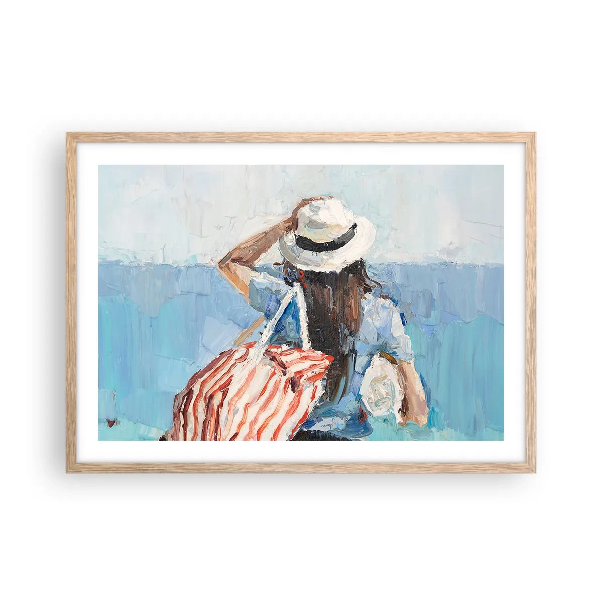 Affiche dans un chêne clair - Poster - Bienvenue à vos vacances - 70x50 cm