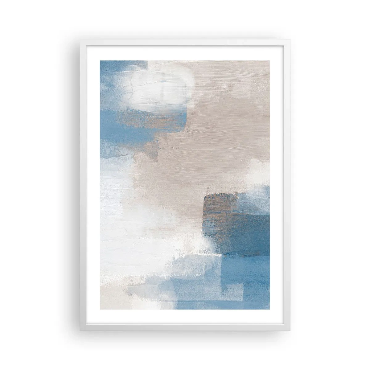 Affiche dans un cadre blanc - Poster - Abstraction rose derrière un rideau de bleu - 50x70 cm